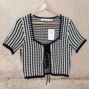 Bishop + Young Black and White Short Sleeve Top